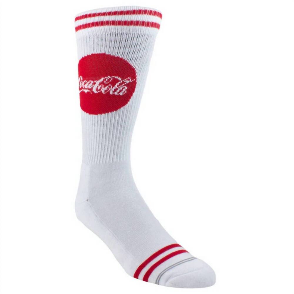 NEW PERRI’S SOCKS coca-cola logo crew socks in white multi